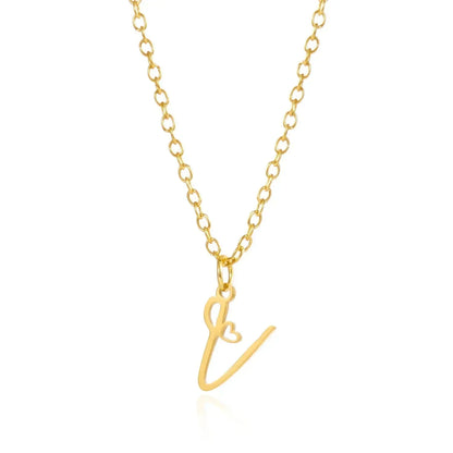 Collar de acero inoxidable con colgante de corazón y 26 letras iniciales para mujer, color dorado, con alfabeto de la A a la Z, regalo de cumpleaños