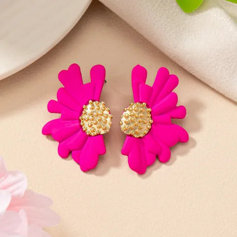 Pendientes sencillos de flores de colores