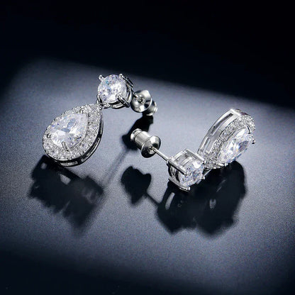 Pendientes colgantes clásicos ZAKOL con forma de gota de agua y circonita cúbica para novia, para mujer y niña, joyería de compromiso y boda de cristal CZ moderno