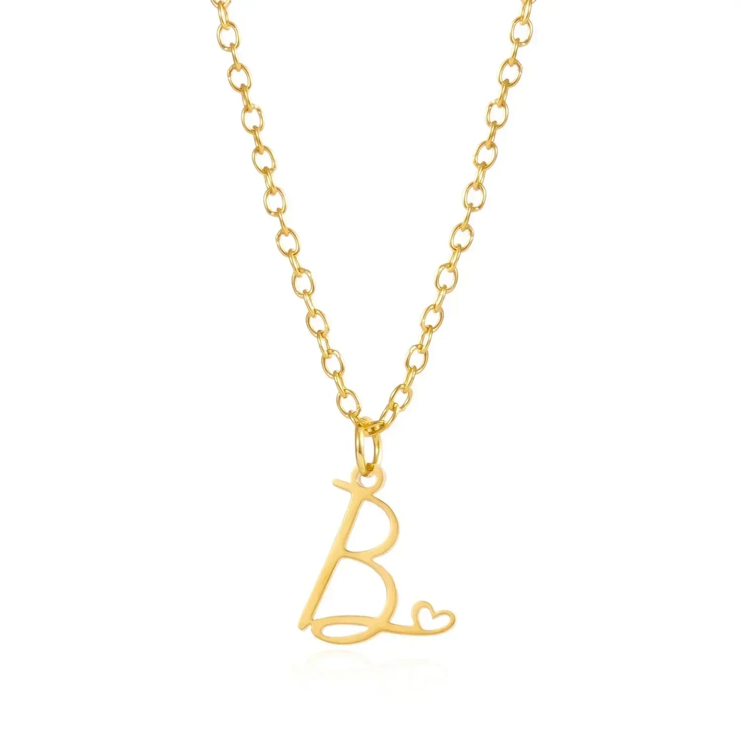 Collar de acero inoxidable con colgante de corazón y 26 letras iniciales para mujer, color dorado, con alfabeto de la A a la Z, regalo de cumpleaños