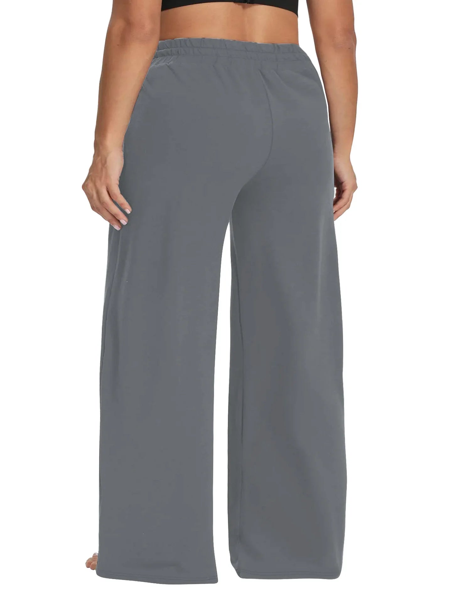 Plus Size Wide Leg  European Fit Straight Pockets Loose Elastic Waist Pants