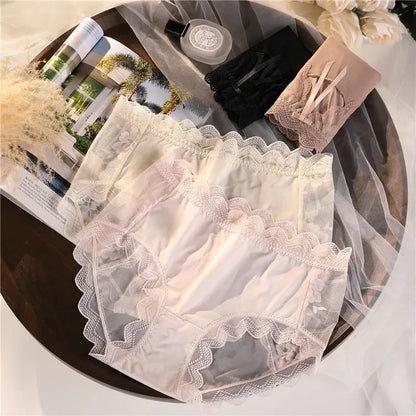 XL-3XL 大尺碼女士蕾絲內褲夏季透明鏤空三角褲女性性感內衣透氣內褲新款