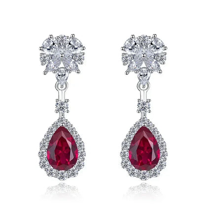 Pendientes Huitan con circonitas rojas brillantes para mujer, hermosos y atractivos accesorios creativos para compromisos, encantadoras joyas de boda.