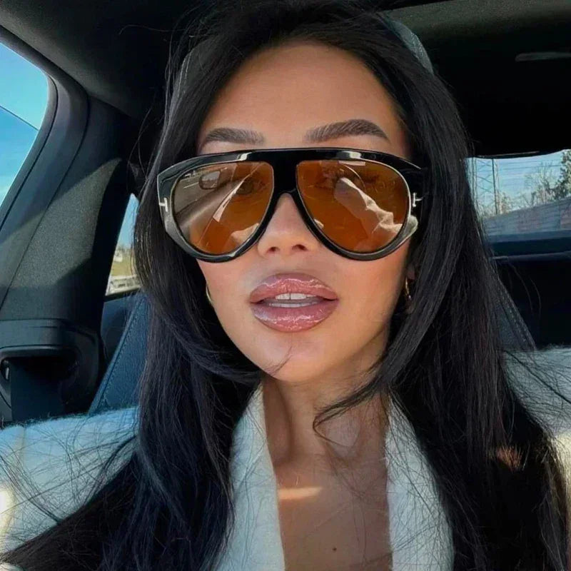 2024 New Fashion Big Frame Pilot Brown Sunglasses Women Men Brand T Outdoor Sun Glasses Female Shade Oculos De Sol Gifts
