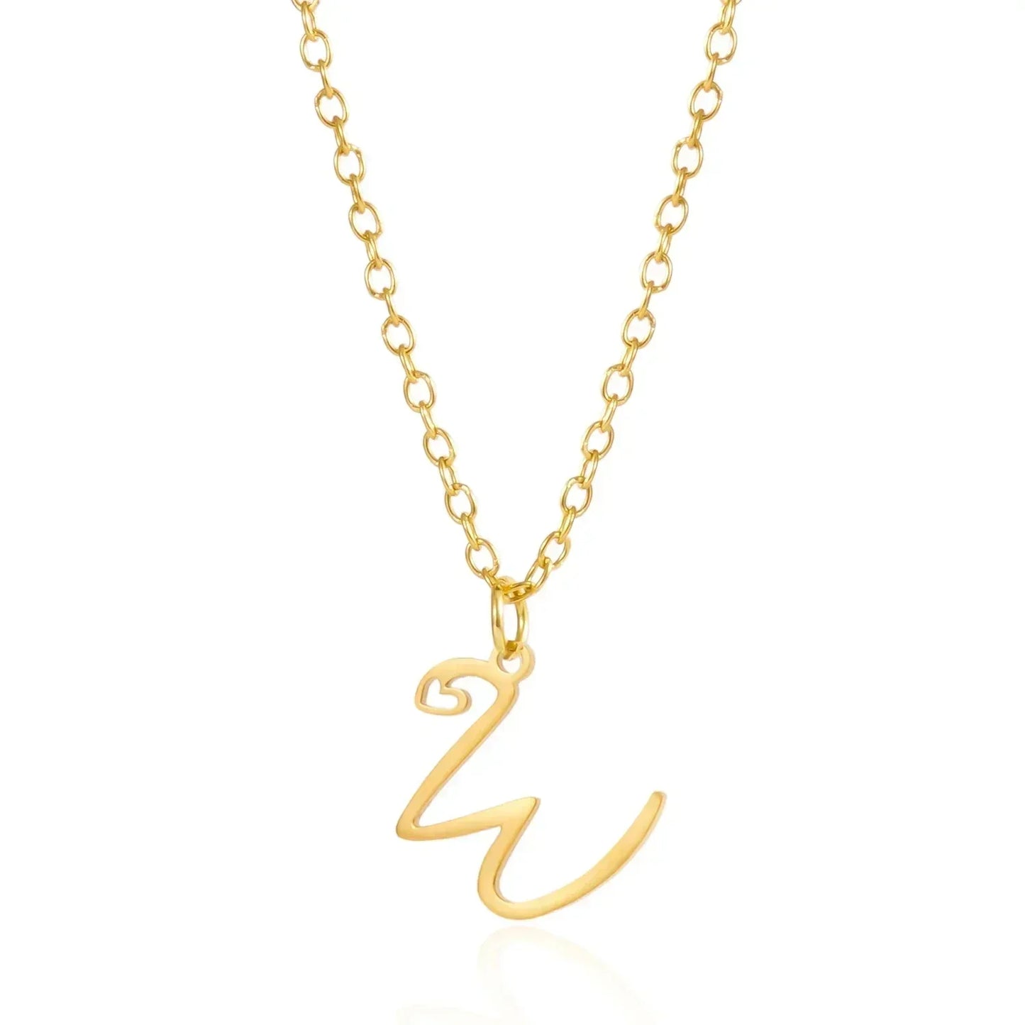 Collar de acero inoxidable con colgante de corazón y 26 letras iniciales para mujer, color dorado, con alfabeto de la A a la Z, regalo de cumpleaños