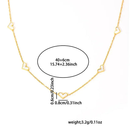 ANENJERY - Collar, pulsera y pendientes de acero inoxidable 316L con forma de corazón y concha para mujeres y niñas, conjunto de joyería sencilla de moda, regalos al por mayor