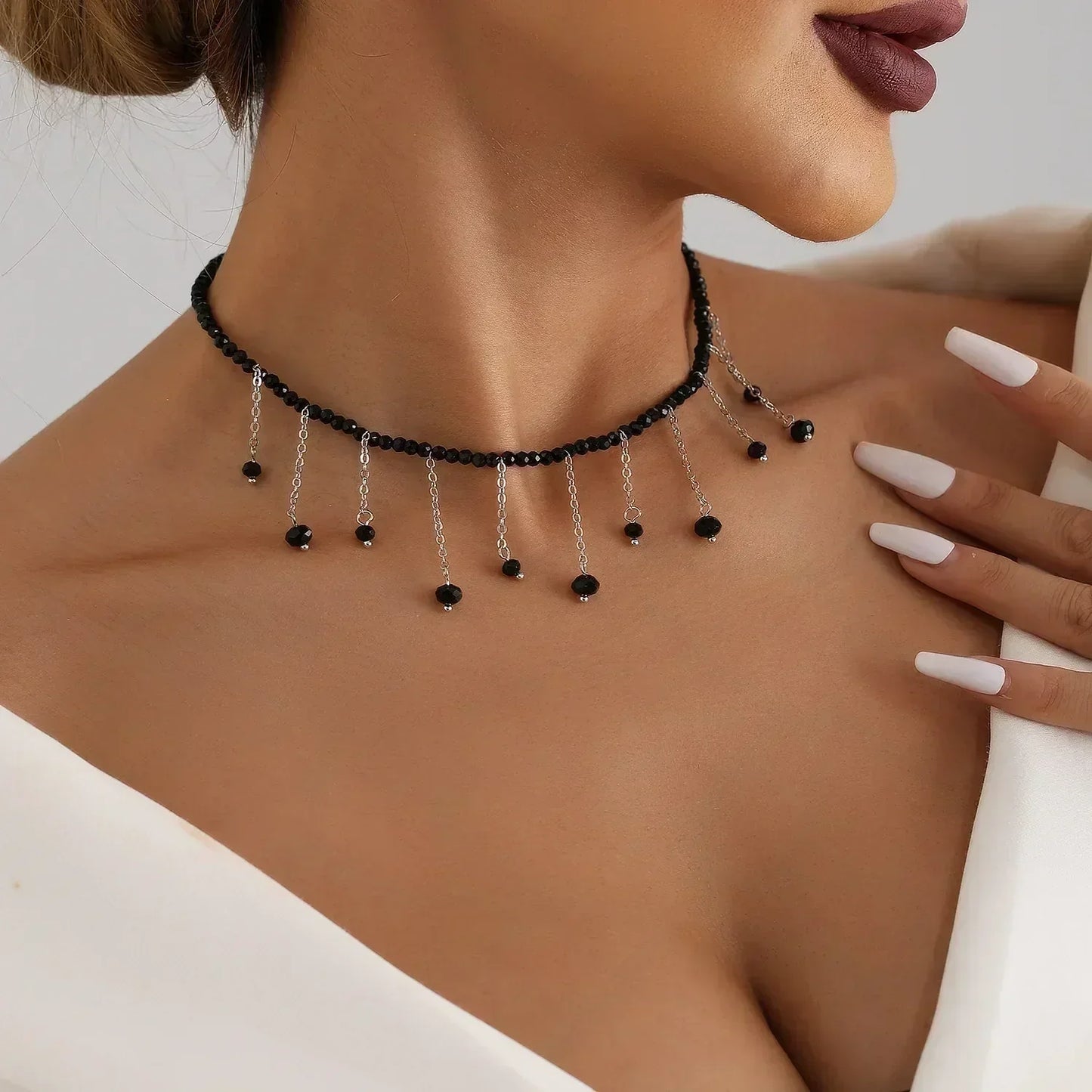 Collar de cuentas de corazón de moda para mujer, estilo bohemio, elegante, con cadena de cristal irregular, gargantilla Y2K, exquisito regalo de fiesta, accesorios de joyería