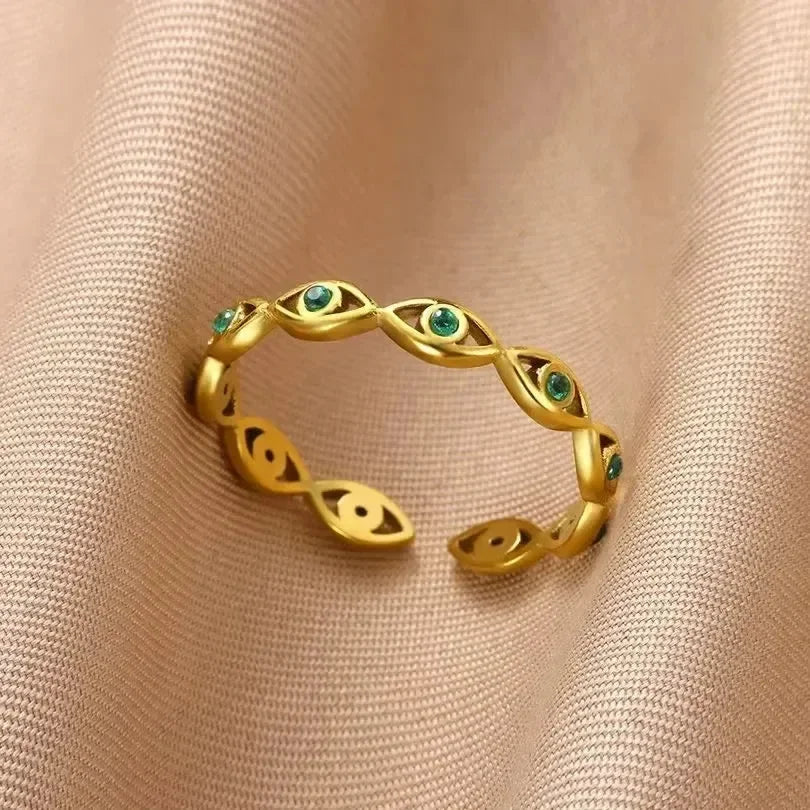 Anillos abiertos de acero inoxidable con forma de flor para mujer, joyería de moda para bodas, corazón, color dorado, anillo hueco geométrico, accesorios diarios, regalo