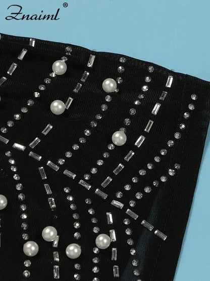 Vestido transparente con diamantes de imitación y plumas sexys de Znaiml