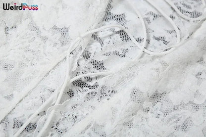 Vestido con volantes y bordado de gatitos extraños para mujer, sexy, escote en V profundo, aberturas transparentes