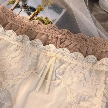 XL-3XL 大尺碼女士蕾絲內褲夏季透明鏤空三角褲女性性感內衣透氣內褲新款