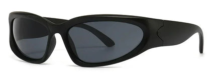 獨特的Y2K設計師奢華太陽眼鏡，女士長方形大框太陽眼鏡，男士戶外防紫外線經典2000S黑色款