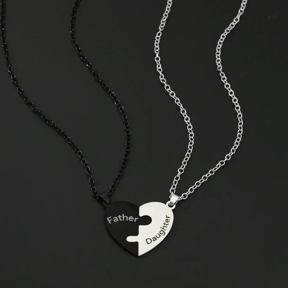 Collar con colgante de rompecabezas de corazón de amor para padre, madre, hijo e hija, joyería de acero inoxidable para mujer, regalo para el Día de la Madre