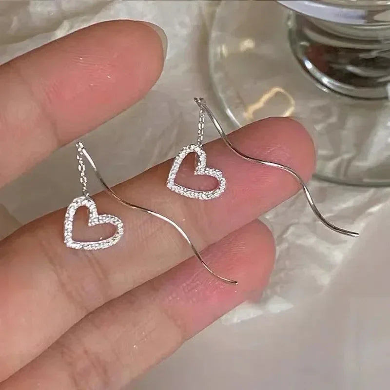 Pendientes de plata 925 para mujer, pendientes largos con borlas, pendientes de moda con forma de estrella de circonita.