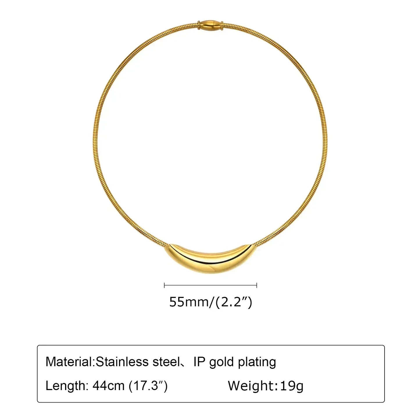 Gargantilla de cuello abierto para mujer, collar ajustable, joyería sencilla de acero inoxidable.