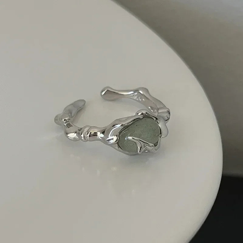 Anillo ajustable abierto geométrico de forma irregular de metal esmaltado blanco vintage para mujer y niña, joyería, regalo de cumpleaños, Anillo para hombre