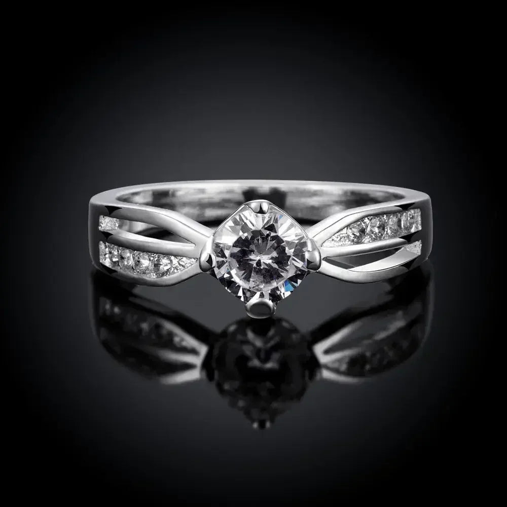 Anillo de plata de ley 925 con circonita brillante fina, talla 7-10, para mujer, ideal como regalo de boda o fiesta, venta al por mayor.