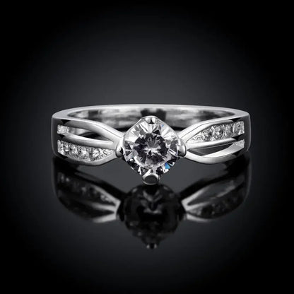 Anillo de plata de ley 925 con circonita brillante fina, talla 7-10, para mujer, ideal como regalo de boda o fiesta, venta al por mayor.