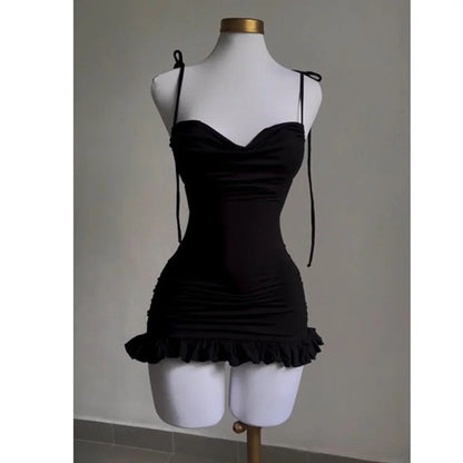 V領露背吊帶裙 | 性感繫帶沙灘裙 -femstylo