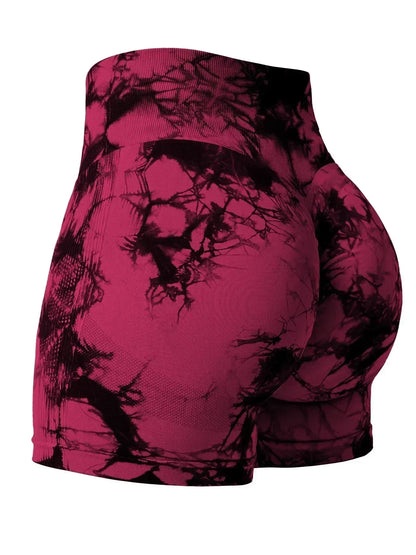 2024 Summer New 16 Color Sexy Tie Dye Shorts Woman Fitness Seamless Butt Lifting Shorts One Pieces Activewear Running Outdoors