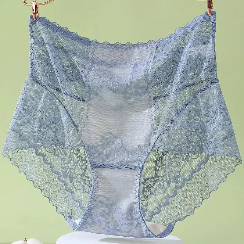 XL-3XL 大尺碼女士蕾絲內褲夏季透明鏤空三角褲女性性感內衣透氣內褲新款