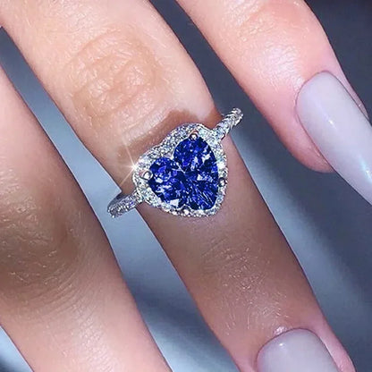 Anillo de corazón de melocotón europeo y americano para mujer, personalizado, con forma de corazón, circón con incrustaciones de diamantes, joyería de moda al por mayor, 2025