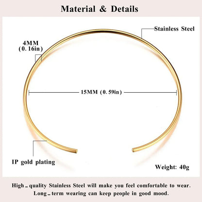 Gargantilla de cuello abierto para mujer, collar ajustable, joyería sencilla de acero inoxidable.