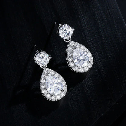 Pendientes colgantes clásicos ZAKOL con forma de gota de agua y circonita cúbica para novia, para mujer y niña, joyería de compromiso y boda de cristal CZ moderno