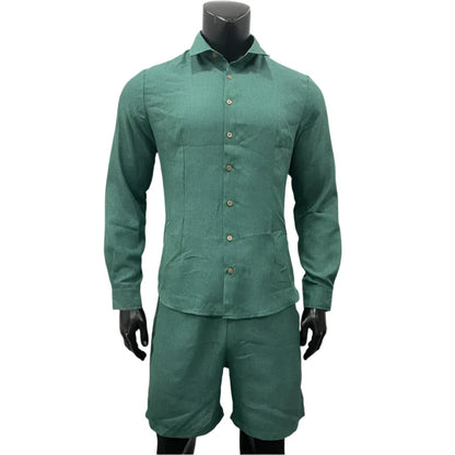 Conjunto de pantalones cortos de lino y algodón cómodos de verano para hombre