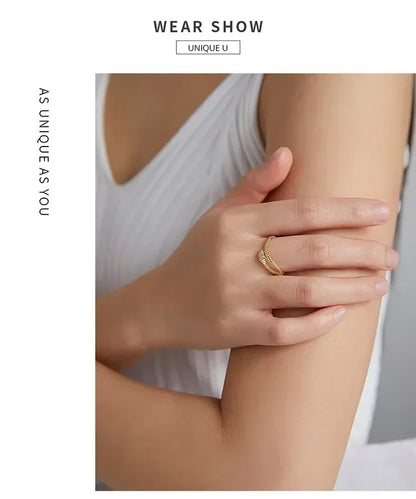 Anillo ajustable BAMOER de plata de ley 925 chapado en platino, con circonita verde y texturas retro, joyería de moda en 4 colores.