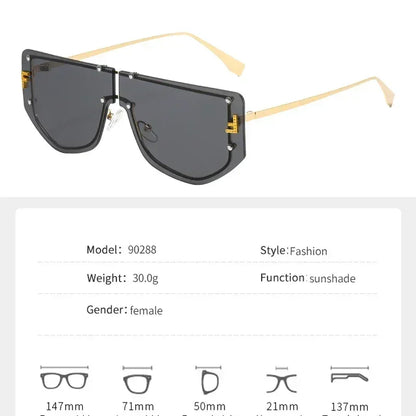 Gafas de sol con montura integrada, de alta gama, sin montura, nuevas gafas de sol de metal poligonales, gafas de moda 90288