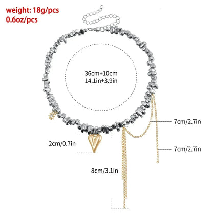 Collar de cuentas de corazón de moda para mujer, estilo bohemio, elegante, con cadena de cristal irregular, gargantilla Y2K, exquisito regalo de fiesta, accesorios de joyería