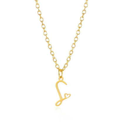 Collar de acero inoxidable con colgante de corazón y 26 letras iniciales para mujer, color dorado, con alfabeto de la A a la Z, regalo de cumpleaños