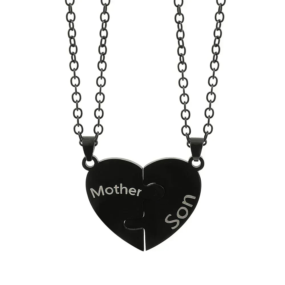 Collar con colgante de rompecabezas de corazón de amor para padre, madre, hijo e hija, joyería de acero inoxidable para mujer, regalo para el Día de la Madre