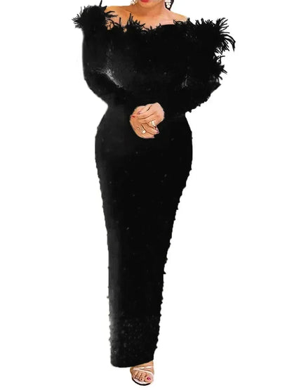 Vestido sexy con cuentas y cuello halter para mujer