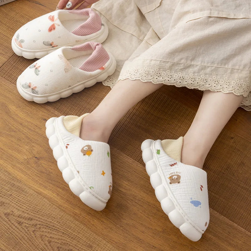 Pantuflas transpirables de dibujos animados para mujer