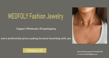 MEDFOLY 3pcs Gold Charm Necklace For Women Star Pearl Cross Pendant Neckalces Dainty 14K Gold Plated Summer Beach Jewelry Gifts