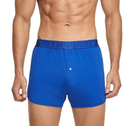 SEOBEAN - Calzoncillos bóxer de algodón para hombre, ropa interior holgada, para dormir