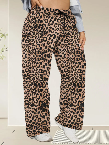 Plus Size Wide Leg  European Fit Straight Pockets Loose Elastic Waist Pants