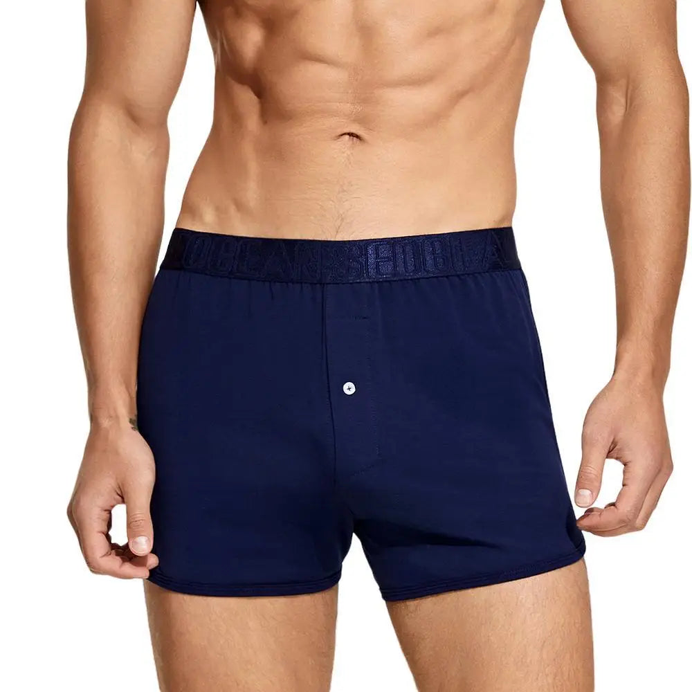 SEOBEAN - Calzoncillos bóxer de algodón para hombre, ropa interior holgada, para dormir