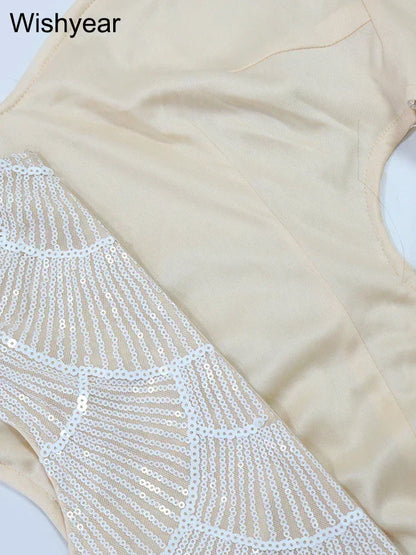 全新亮片鏤空吊帶露背美人魚洋裝