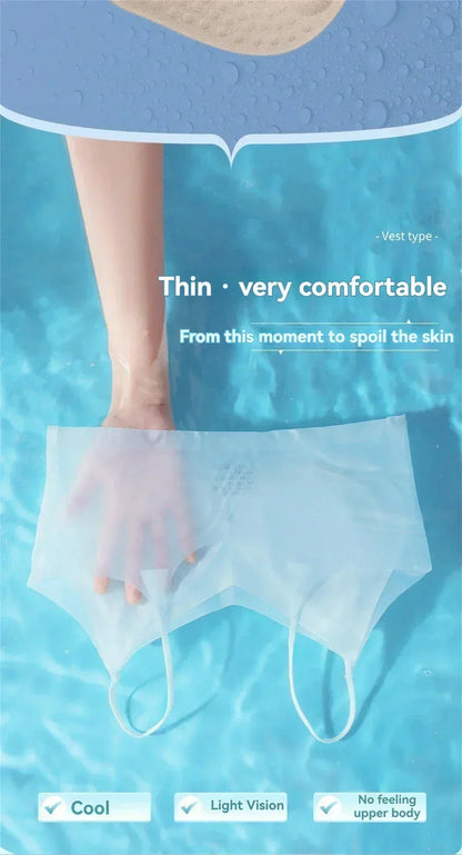 3件組超薄透氣冰絲上衣胸罩女士束胸內衣無縫後背掛脖背心裹胸無鋼圈胸罩純色