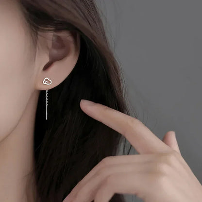 Pendientes de plata 925 para mujer, pendientes largos con borlas, pendientes de moda con forma de estrella de circonita.