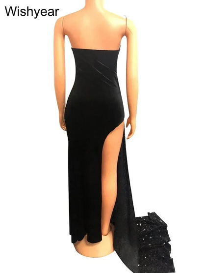 Vestido largo ajustado elegante y brillante de Wishyear