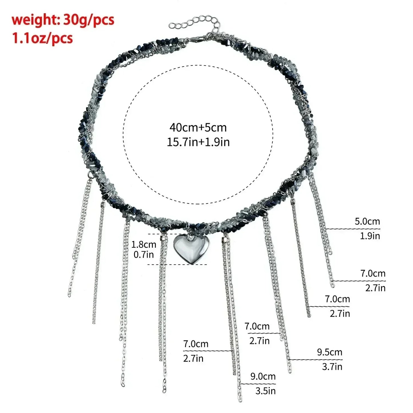 Collar de cuentas de corazón de moda para mujer, estilo bohemio, elegante, con cadena de cristal irregular, gargantilla Y2K, exquisito regalo de fiesta, accesorios de joyería
