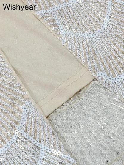 全新亮片鏤空吊帶露背美人魚洋裝