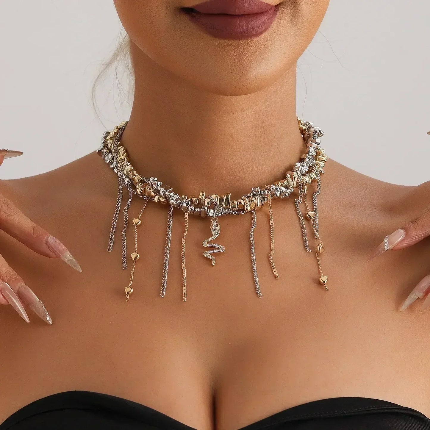 Collar de cuentas de corazón de moda para mujer, estilo bohemio, elegante, con cadena de cristal irregular, gargantilla Y2K, exquisito regalo de fiesta, accesorios de joyería