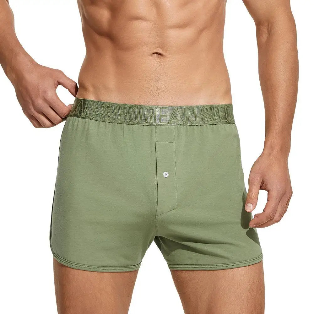 SEOBEAN - Calzoncillos bóxer de algodón para hombre, ropa interior holgada, para dormir
