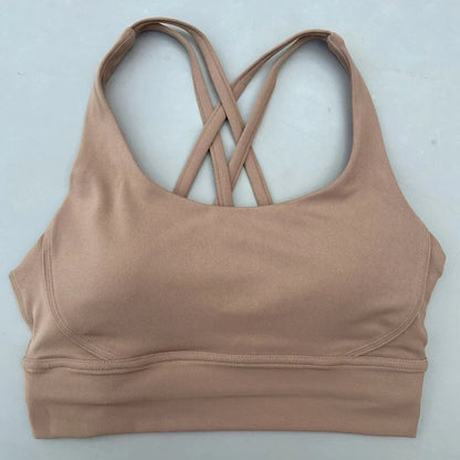 純色女交叉訓練運動文胸，柔軟高強度緊身胸衣，適合綜合訓練、健身房瑜珈穿著，搭配胸墊。