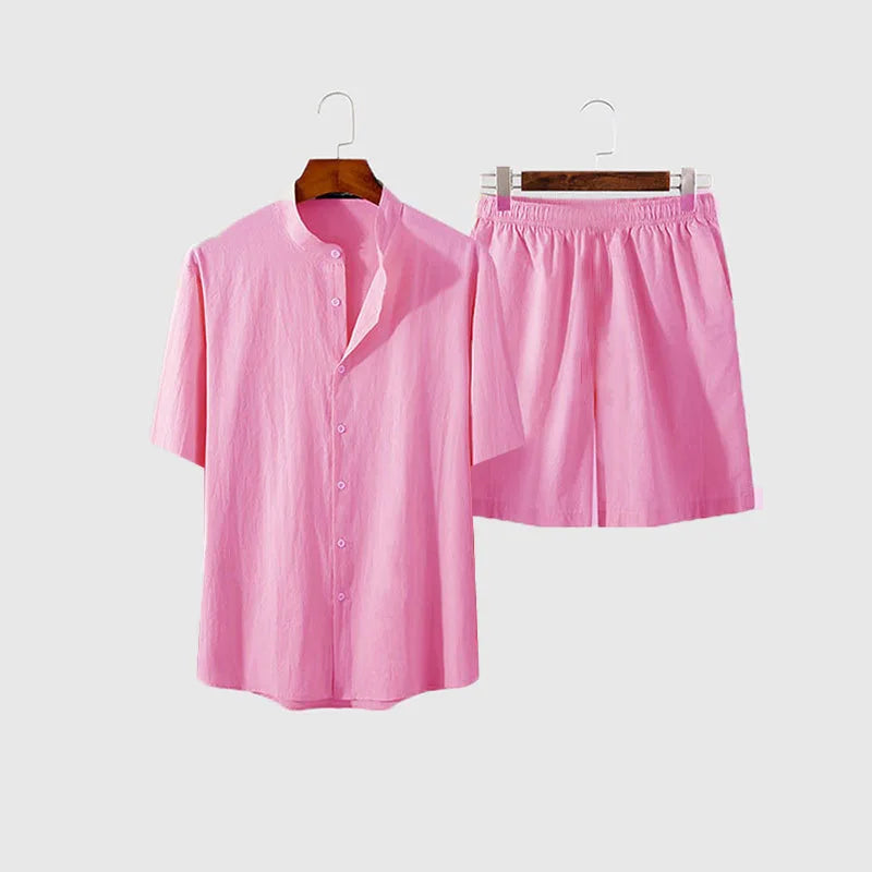 Conjunto de playa hawaiano transpirable de dos piezas para hombre